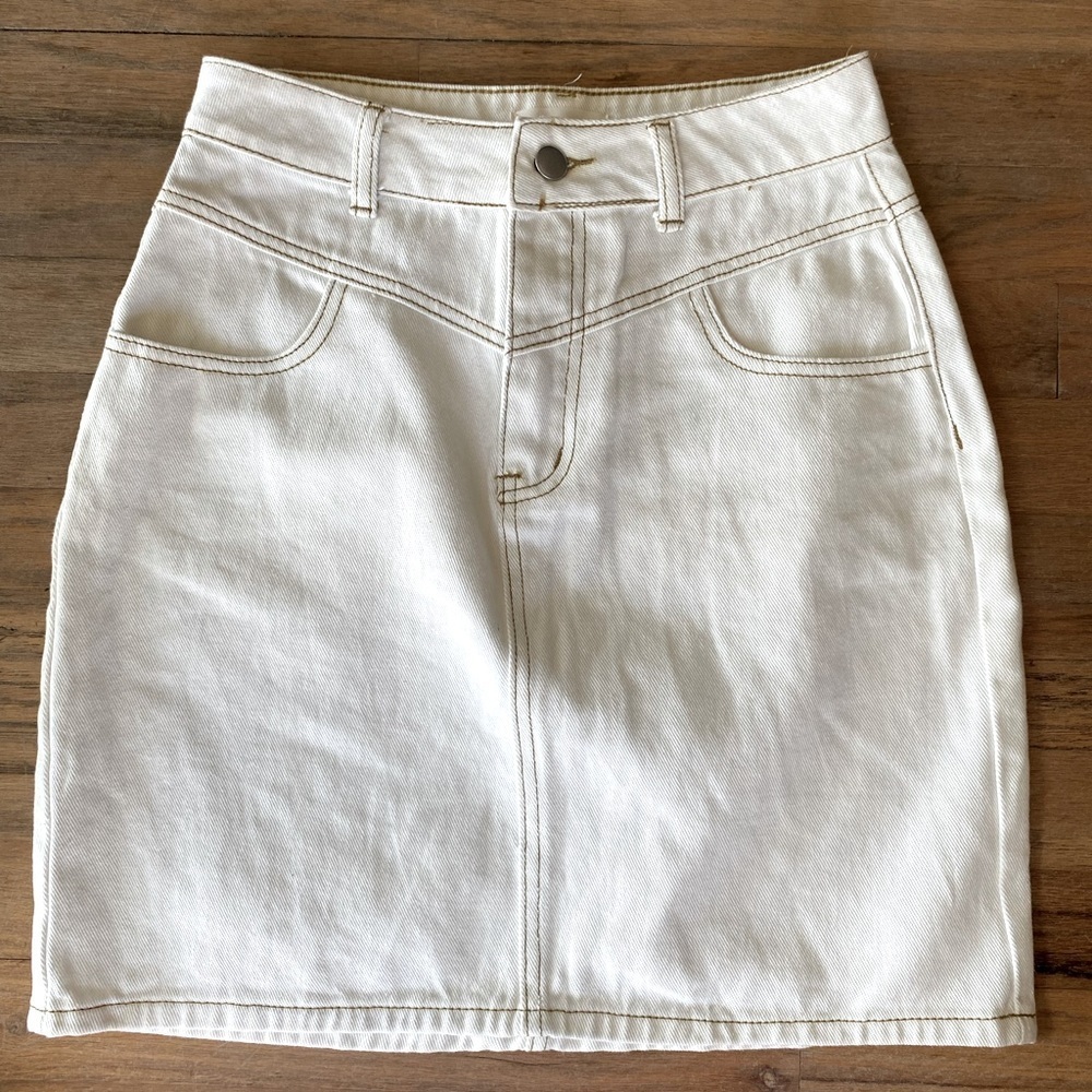 Bohme Ivory High Waisted Jean Skirt Womens Size xs